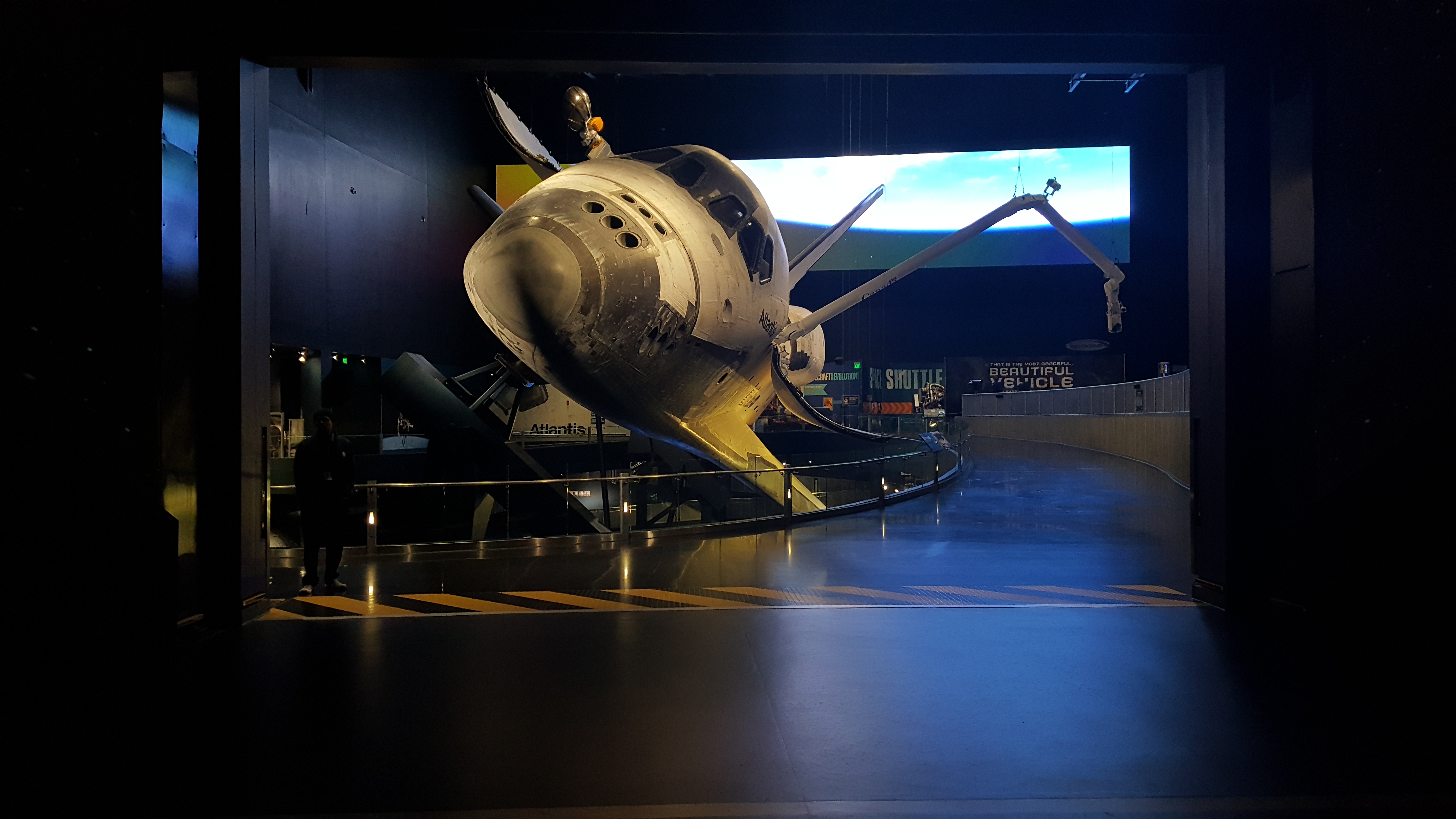 Space Shuttle Atlantis with Remote Manipulator Arm extended - Kennedy Space Center Florida