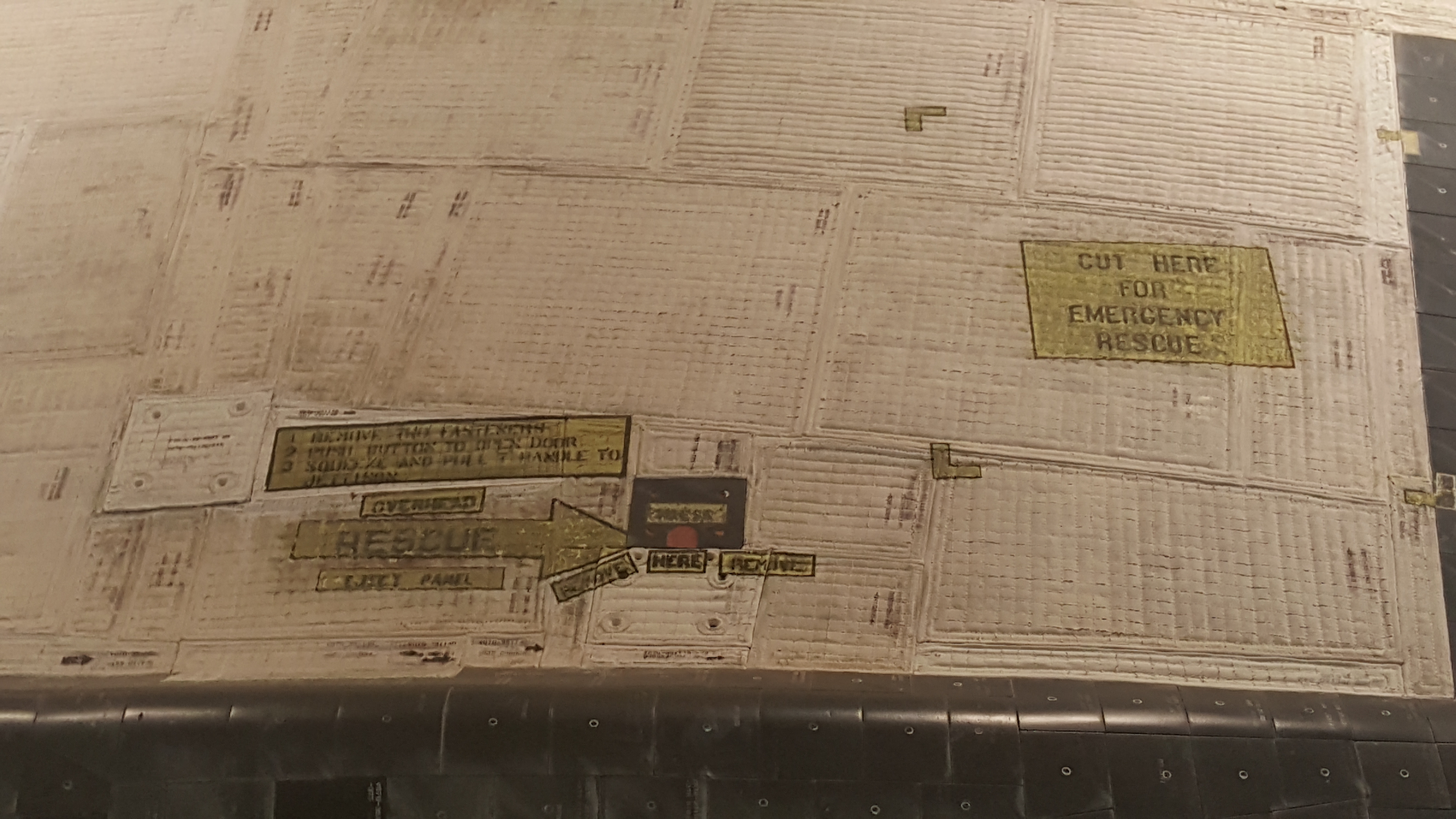 Space Shuttle Endeavour starboard emergency T handle panel